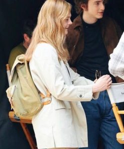 A Complete Unknown Elle Fanning Off White Cotton Coat Free Shipping Worldwide