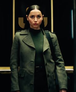 Ana de Armas Ballerina Green Wool Coat