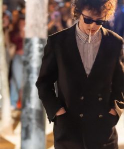 Bob Dylan A Complete Unknown Black Wool Peacoat on Sale