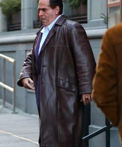 Colin Farrell The Penguin Series Brown Leather Coat Celebrity Sale