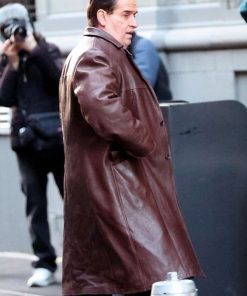 Colin Farrell The Penguin Series Brown Leather Coat Free Shipping UK USA Canada