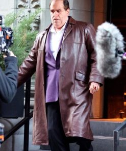 Colin Farrell The Penguin Series Brown Leather Coat Hot Sale