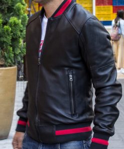 Men's Biker Black Varsity Leather Jacket Shop now