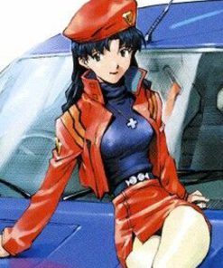 Misato Katsuragi Red Leather Cropped Jacket Free Shipping Worldwide