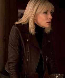 Ocean 8 Cate Blanchett Black Leather Jacket Free Shipping UK USA Canada