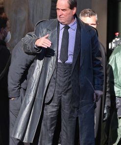 The Penguin 2024 Colin Farrell Black Leather Trench Coat Free Shipping UK USA Canada