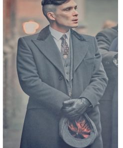 Thomas Shelby Peaky Blinders Gray Wool Trench Coat Winter Sale