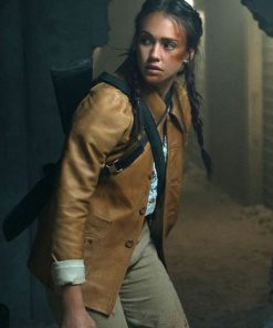 Trigger Warning Jessica Alba Brown Leather Jacket