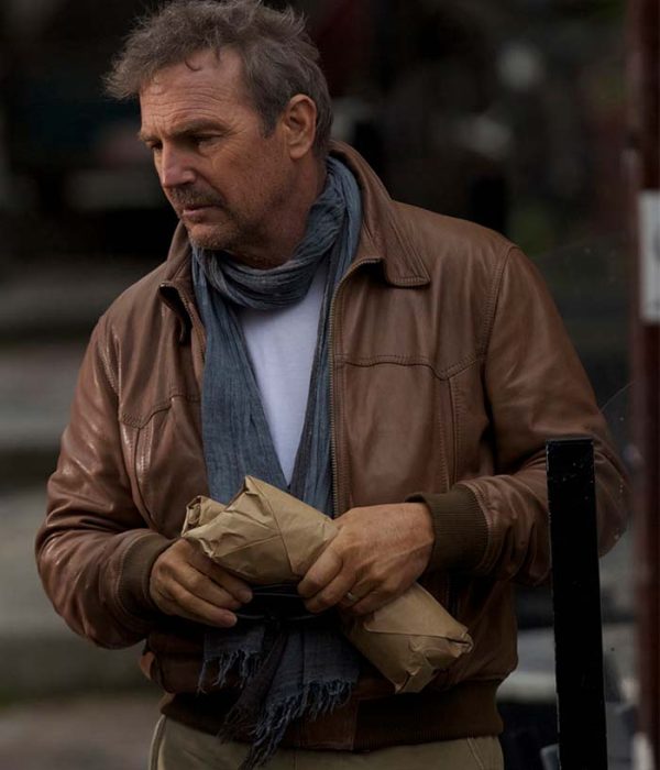 3 Days To Kill Kevin Costner Brown Leather Jacket