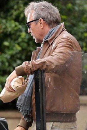 3 Days To Kill Kevin Costner Brown Leather Jacket Easter Sale