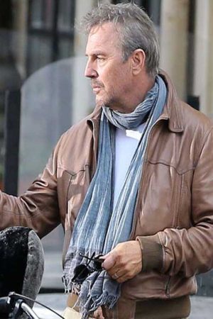 3 Days To Kill Kevin Costner Brown Leather Jacket Free Shipping UK USA Canada