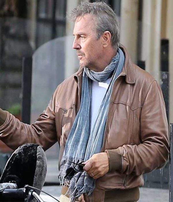 3 Days To Kill Kevin Costner Brown Leather Jacket Free Shipping UK USA Canada