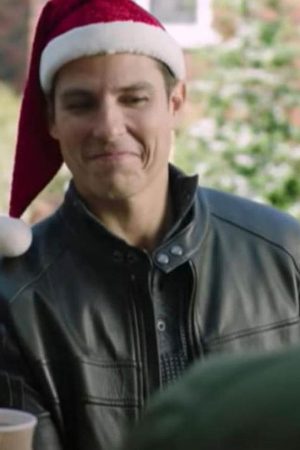A Veteran Christmas Sean Faris Black Leather Jacket Hot Sale