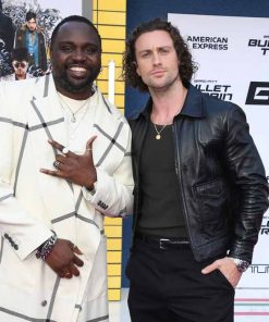 Aaron Taylor Bullet Train Black Leather Jacket Free Shipping UK USA Canada