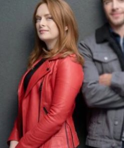 Alex Paxton-Beesley Our Christmas Mural Red Leather Jacket Black Friday Sale