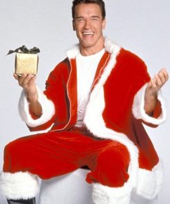 Arnold Schwarzenegger Red Santa Christmas Velvet Coat Free Shipping UK USA Canada