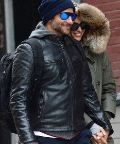 Bradley Cooper Biker Black Leather Jacket Christmas Sale