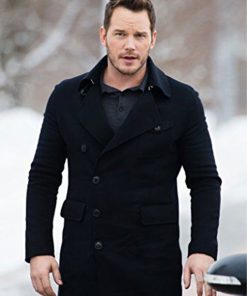 Chris Pratt Winter Black Wool Coat Men