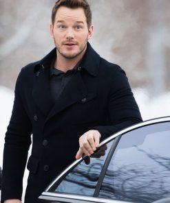 Chris Pratt Winter Black Wool Coat Men Free Shipping UK USA Canada