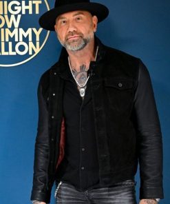 Dave Bautista Black Biker Leather Suede Jacket