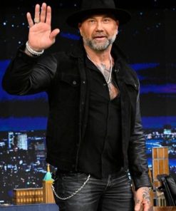 Dave Bautista Black Biker Leather Suede Jacket Free Shipping UK USA Canada