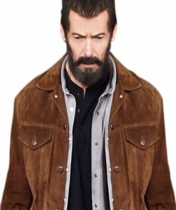 Hugh Jackman Logan Wolverine Suede Leather Jacket Christmas Sale