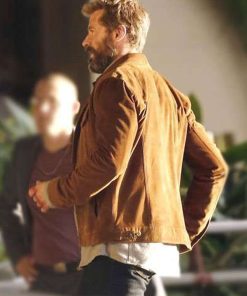 Hugh Jackman Logan Wolverine Suede Leather Jacket Free Shipping UK USA Canada