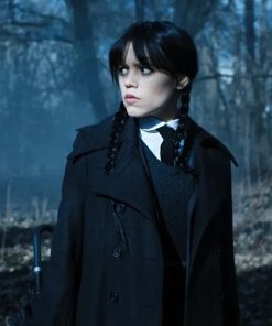 Jenna Ortega Black Trench Wednesday Wool Coat Christmas Sale