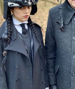 Jenna Ortega Black Trench Wednesday Wool Coat Gifts for Her