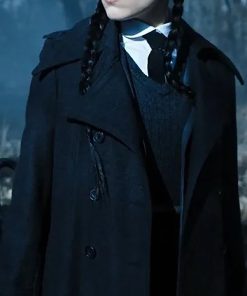 Jenna Ortega Black Trench Wednesday Wool Coat Womens Outfits Sale