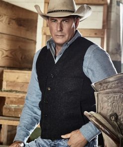 John Dutton Yellowstone Gray Kevin Costner Wool Vest