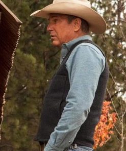 John Dutton Yellowstone Gray Kevin Costner Wool Vest Buy now