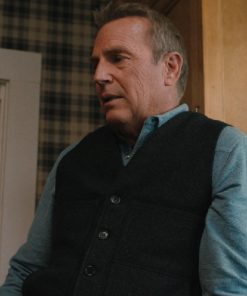 John Dutton Yellowstone Gray Kevin Costner Wool Vest Christmas Sale