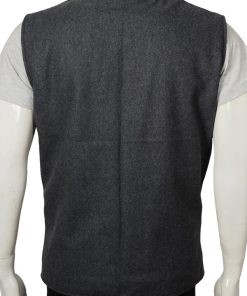John Dutton Yellowstone Gray Kevin Costner Wool Vest Mens Clothing