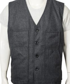 John Dutton Yellowstone Gray Kevin Costner Wool Vest New Year Sale