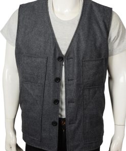John Dutton Yellowstone Gray Kevin Costner Wool Vest Winter sale