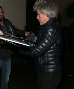 Jon Bon Jovi Vintage Puffer Style Leather Jacket Buy now