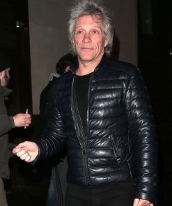 Jon Bon Jovi Vintage Puffer Style Leather Jacket Christmas Sale