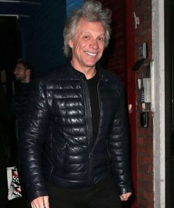 Jon Bon Jovi Vintage Puffer Style Leather Jacket Free Shipping UK USA Canada