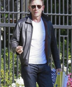 Layer Cake Daniel Craig Black Leather Jacket Christmas Sale