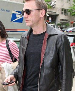 Layer Cake Daniel Craig Black Leather Jacket Mens
