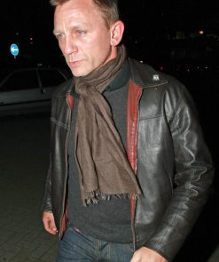 Layer Cake Daniel Craig Black Leather Jacket celebrity sale