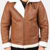 Mens B3 Bomber Aviator Tan Leather Fur Jacket