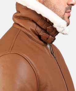 Mens B3 Bomber Aviator Tan Leather Fur Jacket Buy now