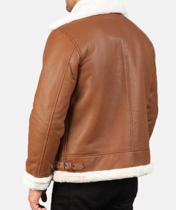 Mens B3 Bomber Aviator Tan Leather Fur Jacket Christmas Sale