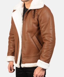 Mens B3 Bomber Aviator Tan Leather Fur Jacket Sale