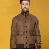 Men's Bomber Aviator Brown Leather Jacket