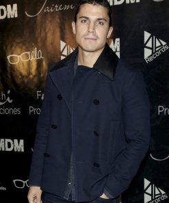 Men's Fashion Alex Gonzales Blue Wool Peacoat Free Shipping UK USA Canada