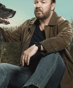 Ricky Gervais After Life Brown Cotton Jacket Free Shipping UK USA Canada