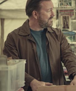 Ricky Gervais After Life Brown Cotton Jacket Hot Sale